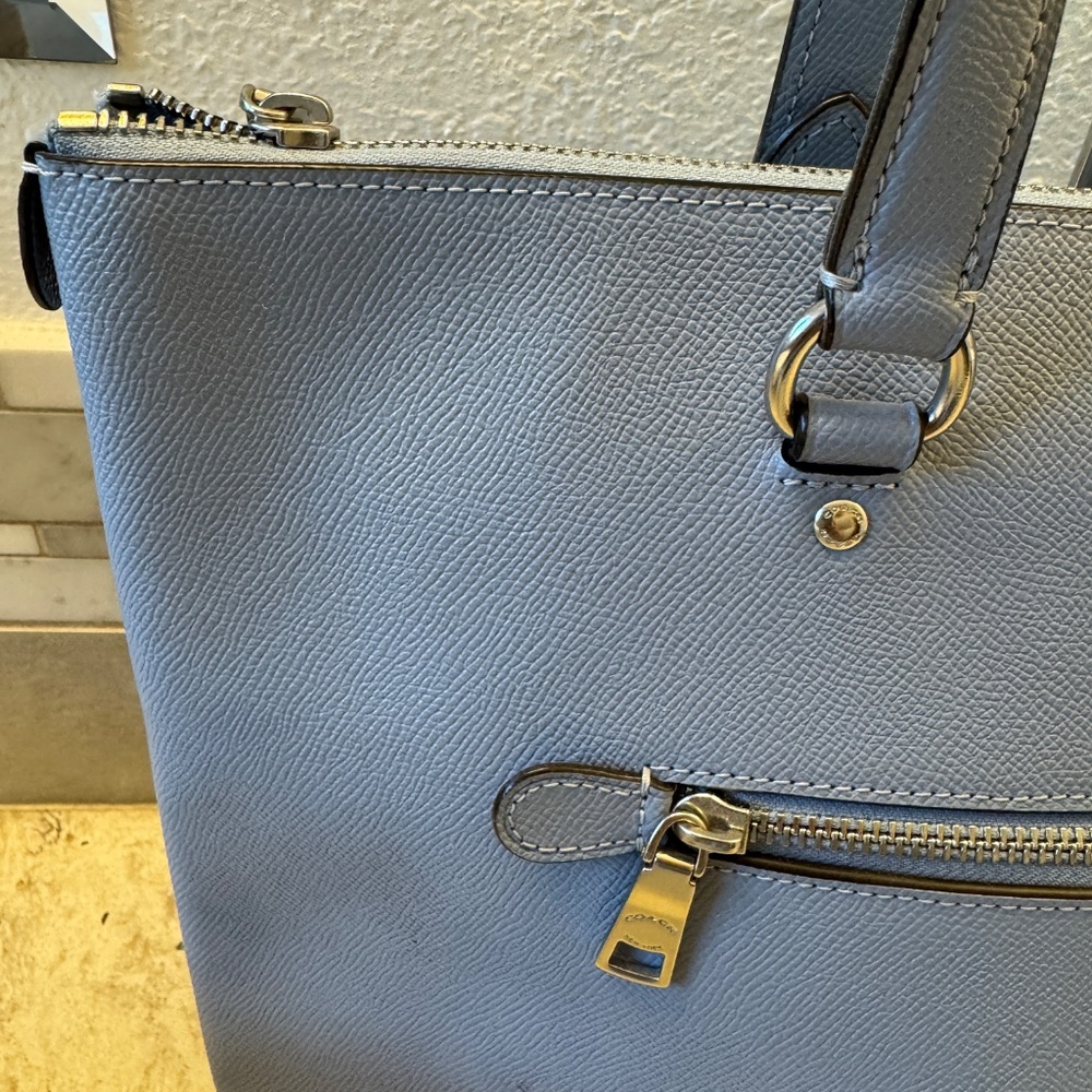 Coach‎ 79608 women's Gallery Tote Crossgrain Leather shoulder Bag Ice Blue - Picture 5 of 15